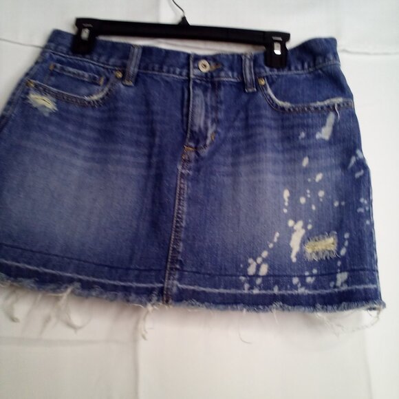 Old Navy Skirt Women 8 Denim Short Distressed Raw Hem Blue - Picture 7 of 15